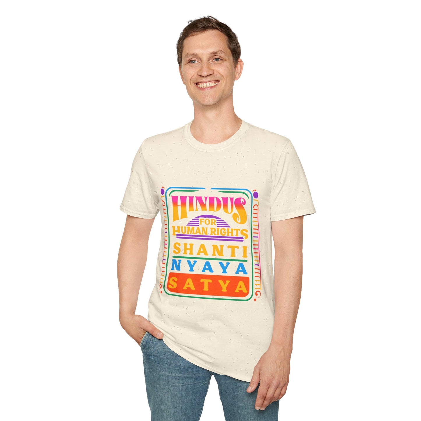 Hindus for Shanti, Nyaya, & Satya 70s T-Shirt