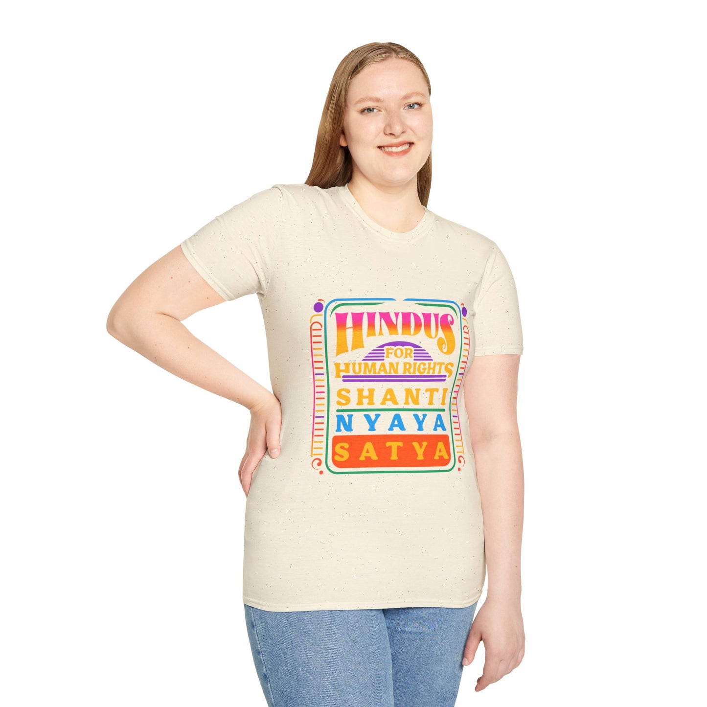 Hindus for Shanti, Nyaya, & Satya 70s T-Shirt