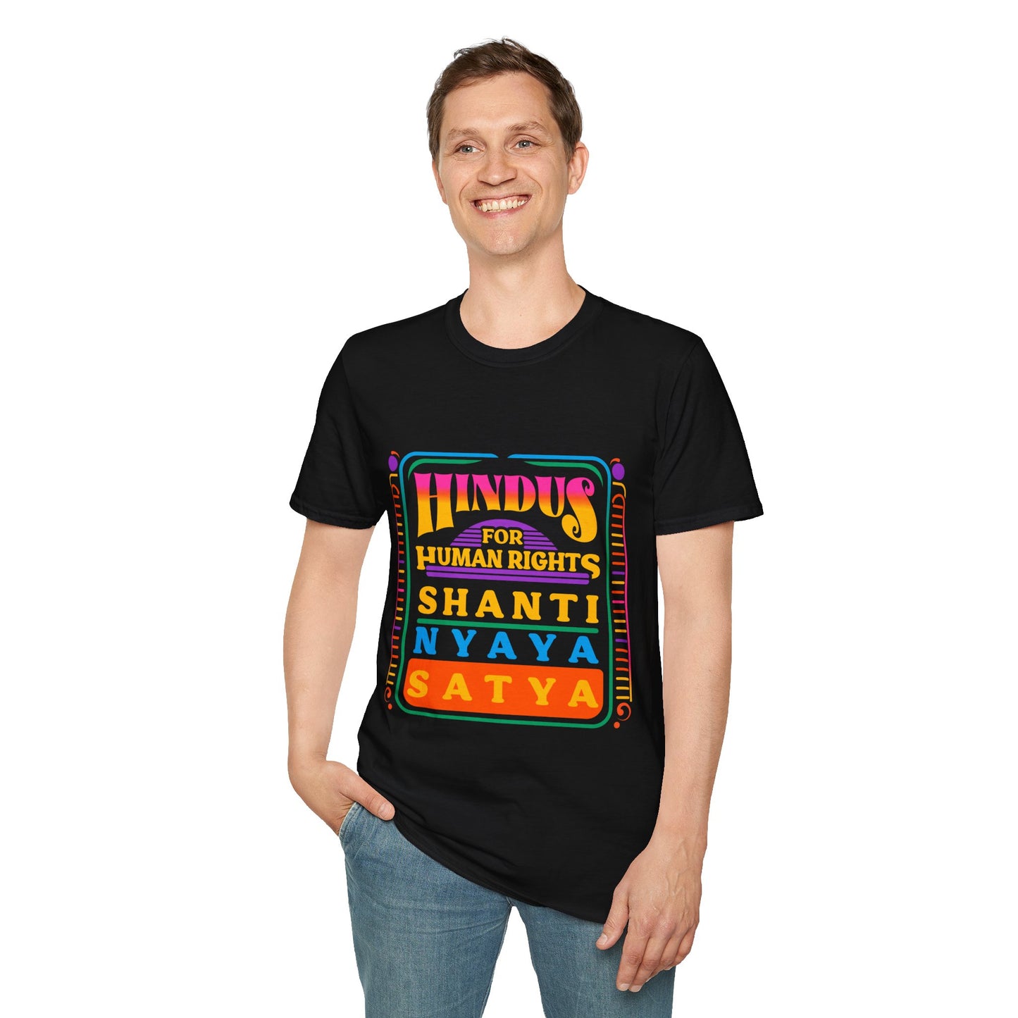 Hindus for Shanti, Nyaya, & Satya 70s T-Shirt
