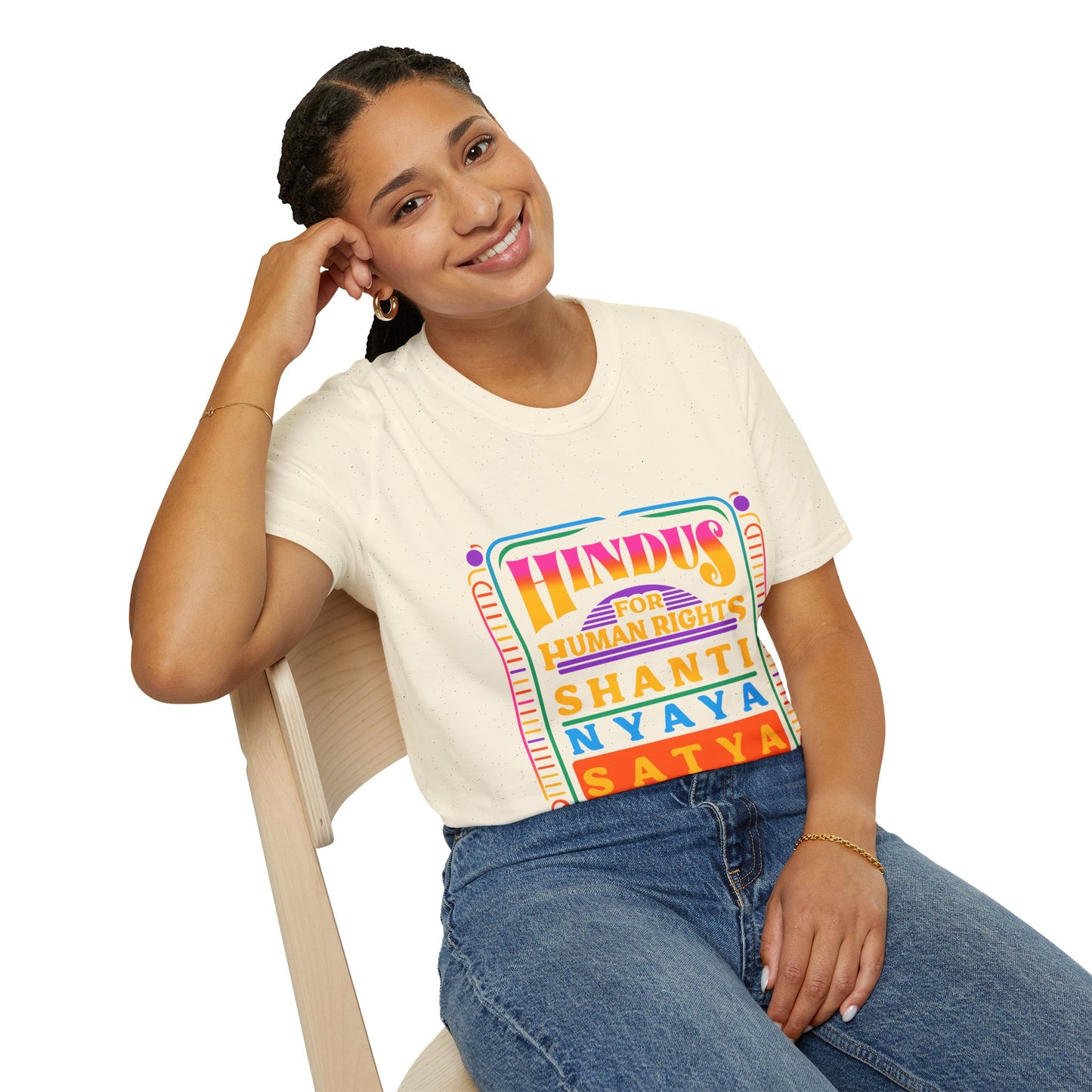 Hindus for Shanti, Nyaya, & Satya 70s T-Shirt