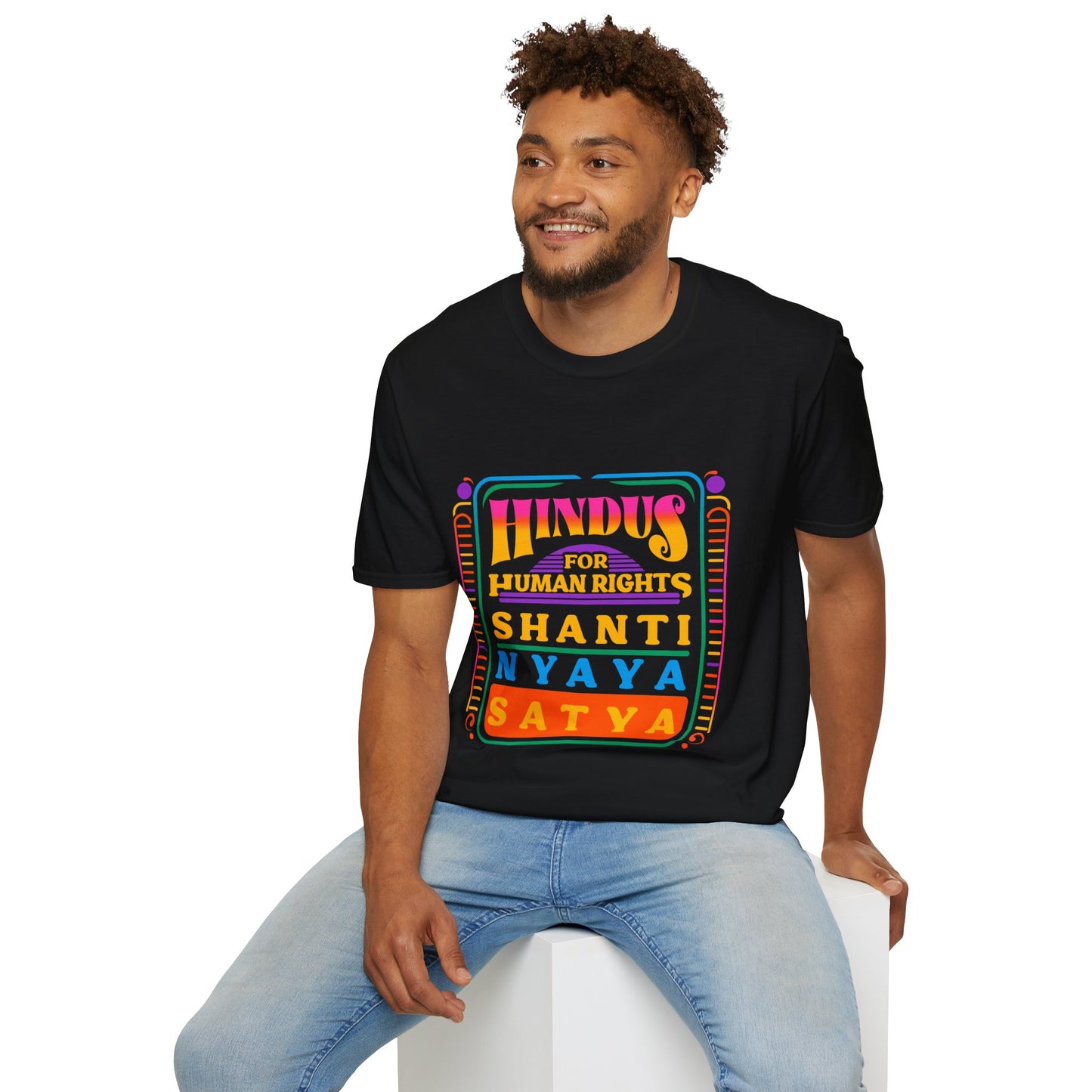 Hindus for Shanti, Nyaya, & Satya 70s T-Shirt