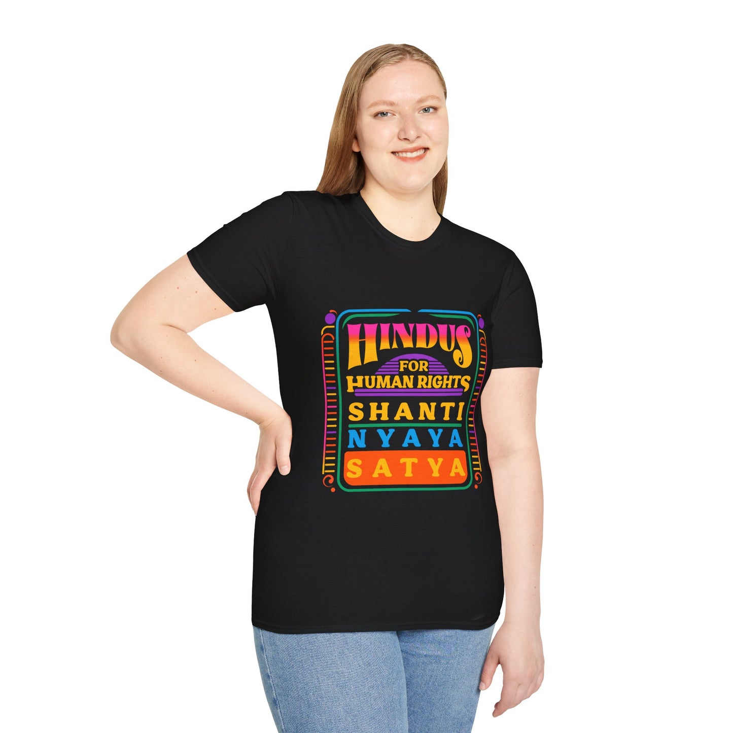 Hindus for Shanti, Nyaya, & Satya 70s T-Shirt