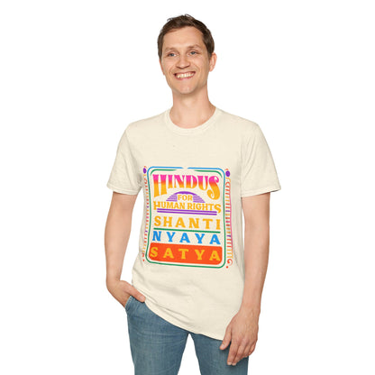 Hindus for Shanti, Nyaya, & Satya 70s T-Shirt